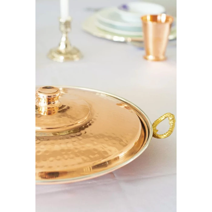 BAKIR SAC KAVURMA TAVASI KAPAKLI 35CM