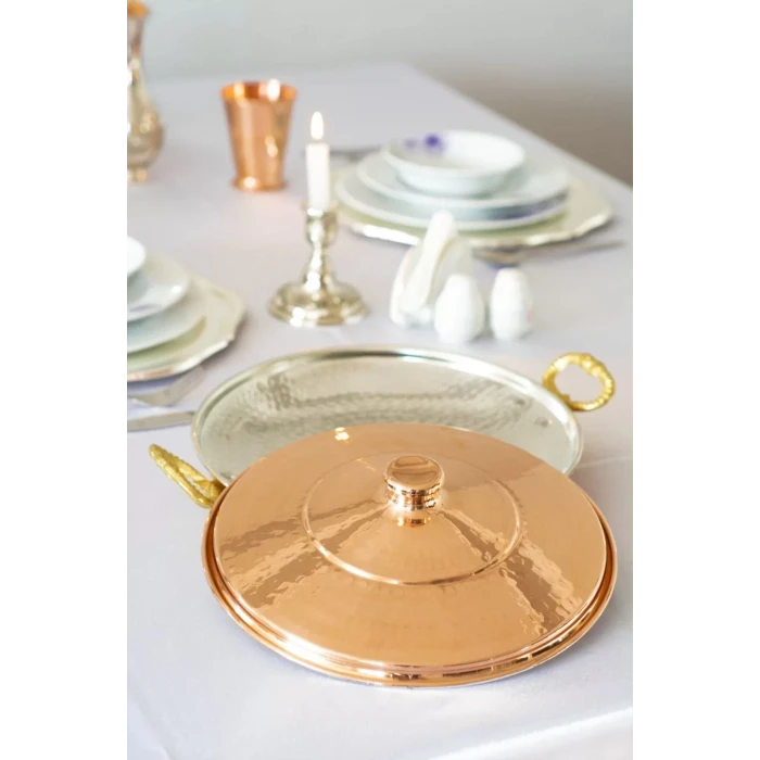 BAKIR SAC KAVURMA TAVASI KAPAKLI 35CM