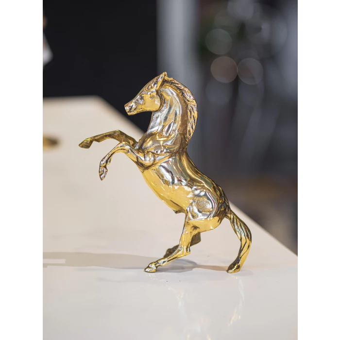 PİRİNÇ DÖKÜM ŞAHLANAN AT FİGÜRÜ GOLD RENK