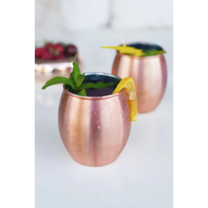 BAKIR KOKTEYL BARDAK TOMBUL MODEL (2Lİ) MAT BAKIR RENK