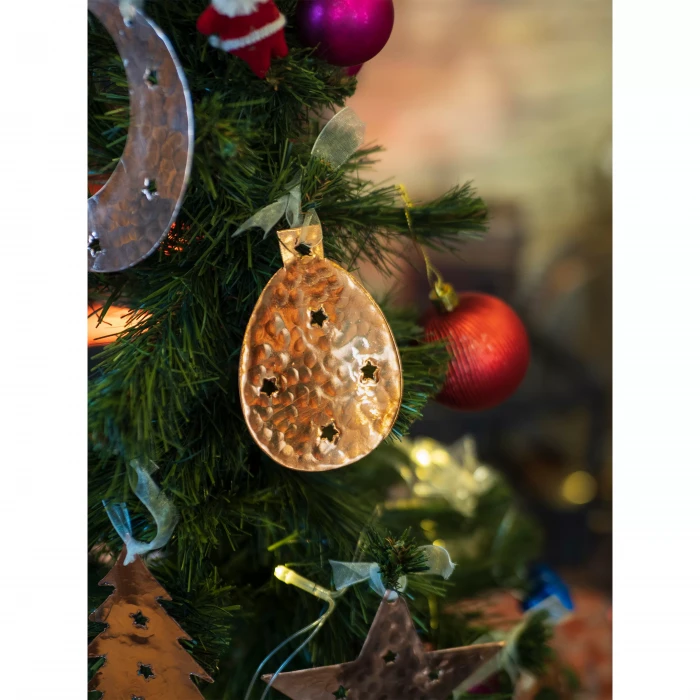 Bakır Yılbaşı Ağacı Süsü 5li set Seti BALON model