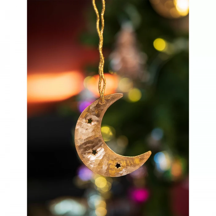 Bakır Yılbaşı Ağacı Süsü 5li set HİLAL model