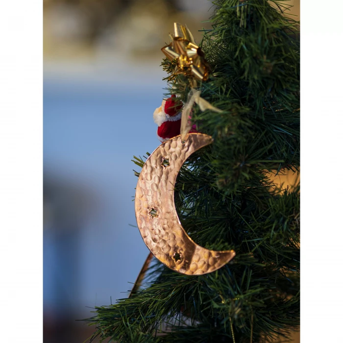 Bakır Yılbaşı Ağacı Süsü 5li set HİLAL model