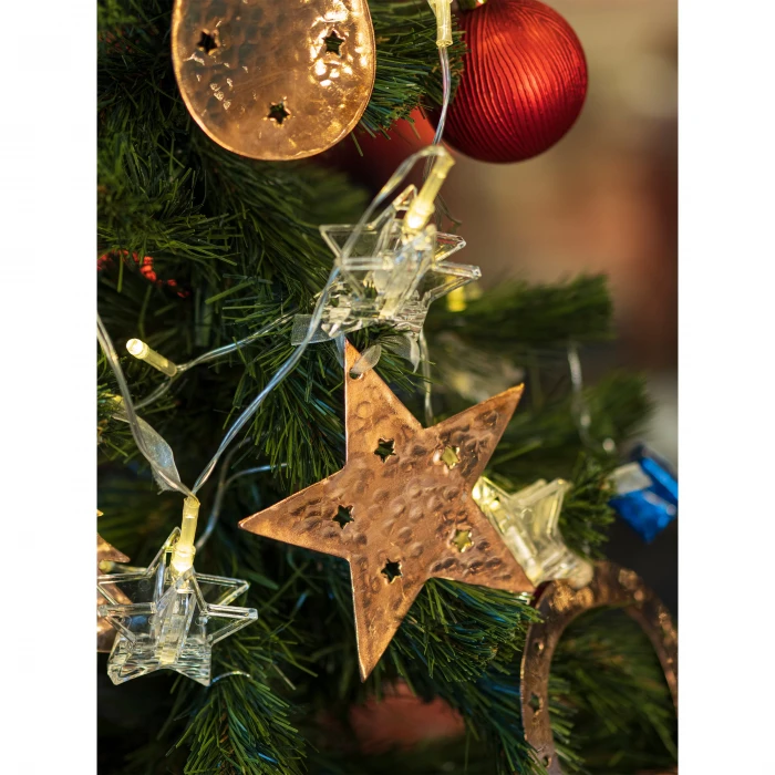 Bakır Yılbaşı Ağacı Süsü 5li Set YILDIZ model