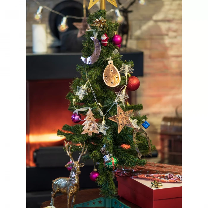 Bakır Yılbaşı ağacı süsü 5li set Karma model