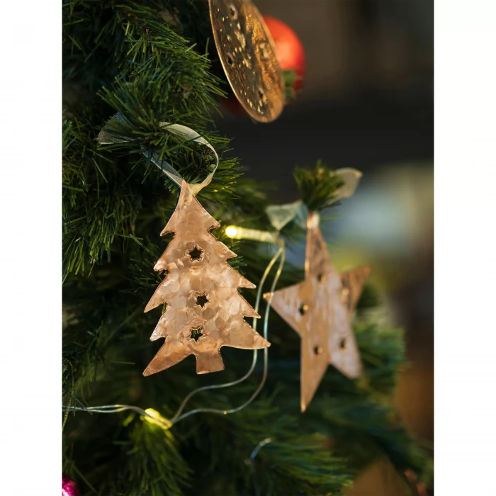 Bakır Yılbaşı ağacı süsü 5li set Karma model