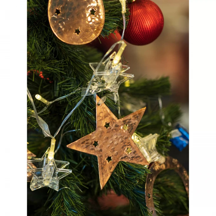 Bakır Yılbaşı ağacı süsü 5li set Karma model