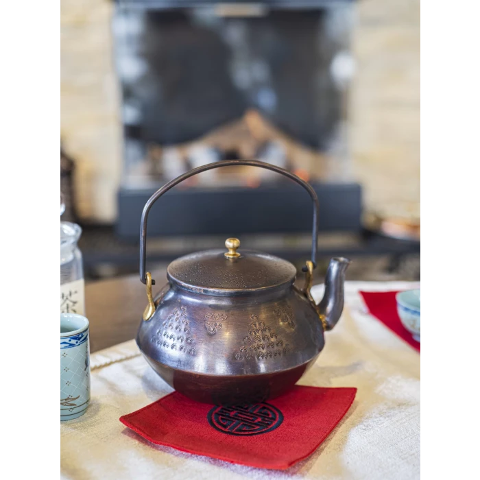 BAKIR ZEN DEMLİK YAPRAK DESEN MODEL OKSİTLİ RENK NO2