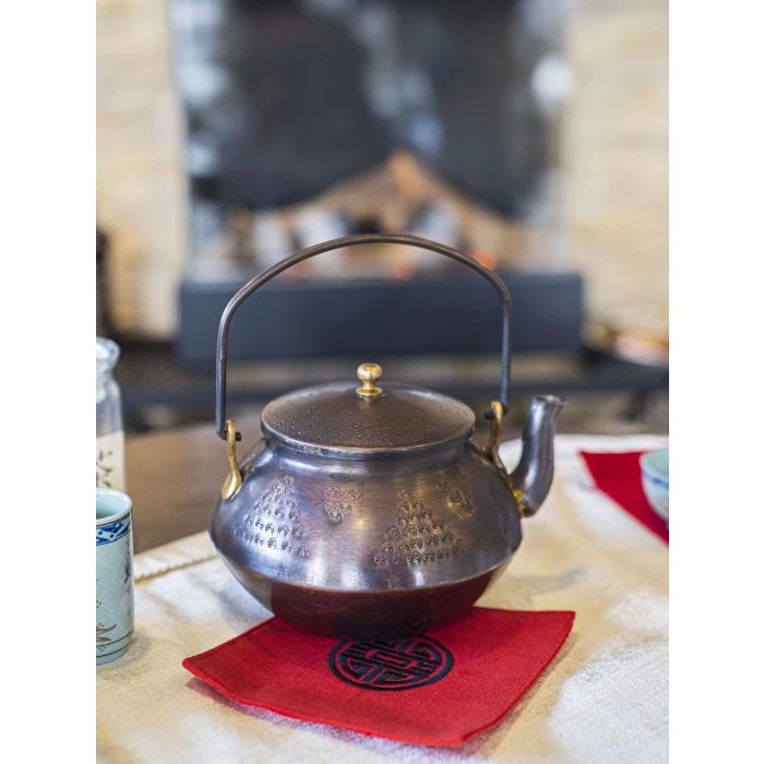 BAKIR ZEN DEMLİK YAPRAK DESEN MODEL OKSİTLİ RENK NO2