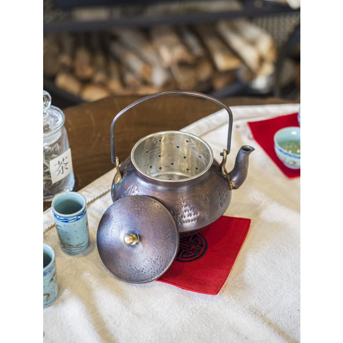 BAKIR ZEN DEMLİK YAPRAK DESEN MODEL OKSİTLİ RENK NO2