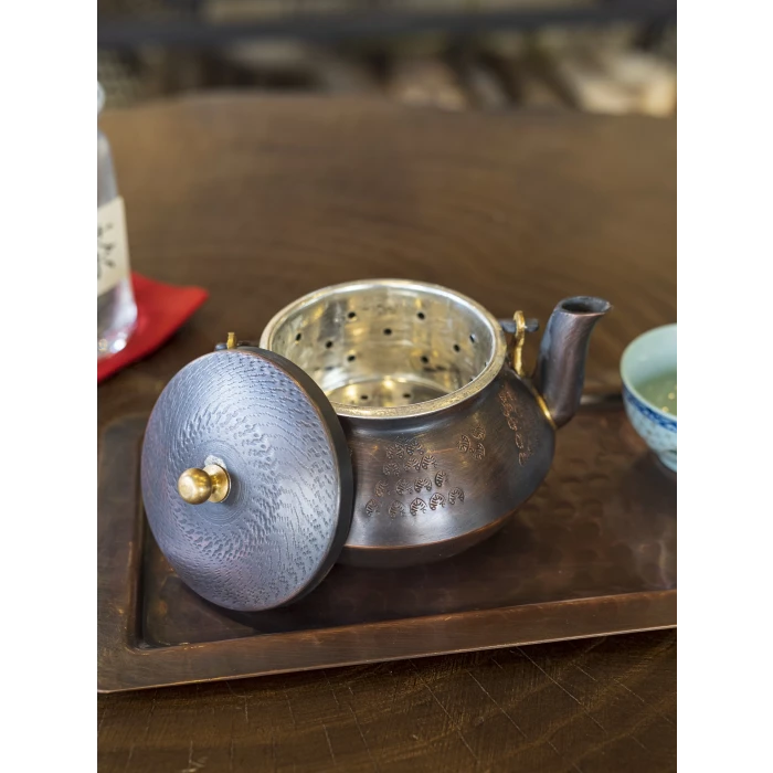 BAKIR ZEN DEMLİK YAPRAK DESEN MODEL OKSİTLİ RENK NO2