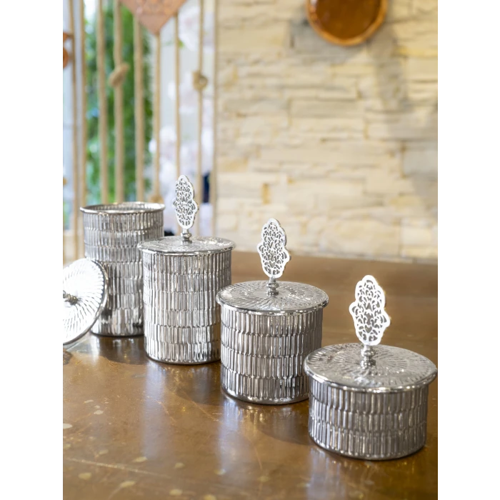 BAKIR BAHARAT TAKIMI 4 LÜ TIRTIKLI MODEL GÜMÜŞ RENK