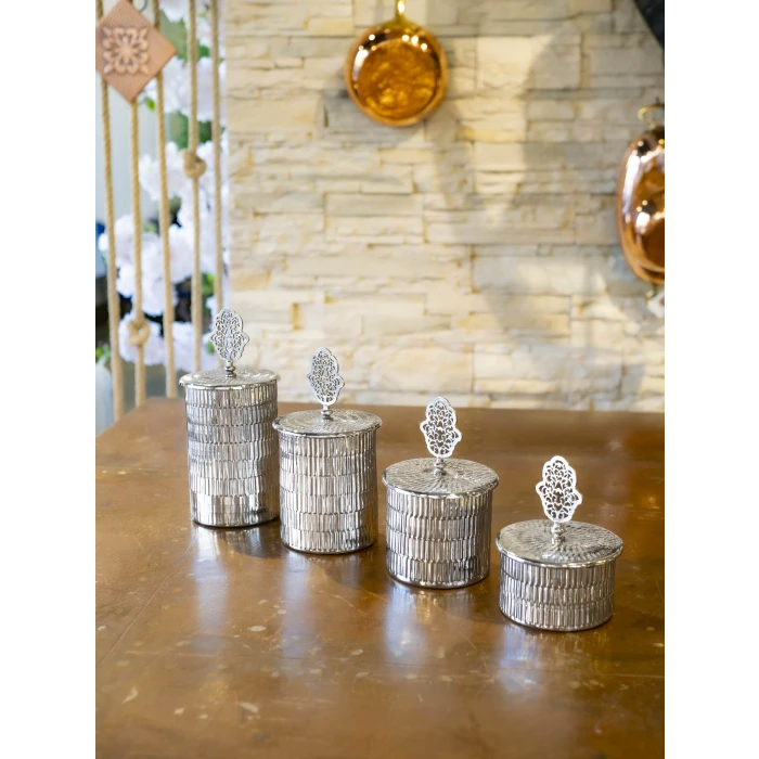 BAKIR BAHARAT TAKIMI 4 LÜ TIRTIKLI MODEL GÜMÜŞ RENK