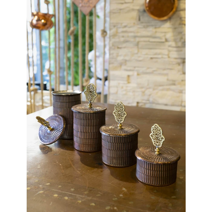 BAKIR BAHARAT TAKIMI 4 LÜ TIRTIKLI MODEL OKSİTli BAKIR RENK