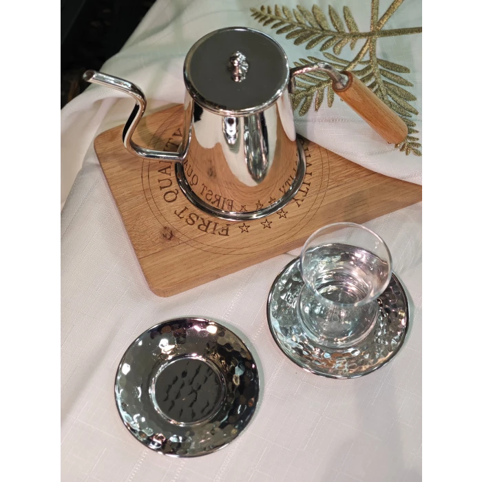 BAKIR ÇAY TABAĞI ÇEKİÇ DÖVME MODEL GÜMÜŞ RENK