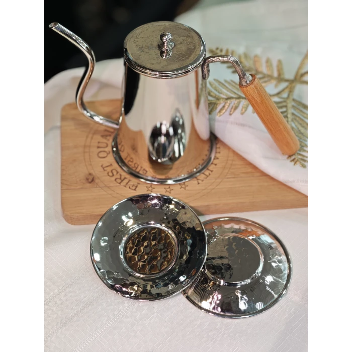 BAKIR ÇAY TABAĞI ÇEKİÇ DÖVME MODEL GÜMÜŞ RENK