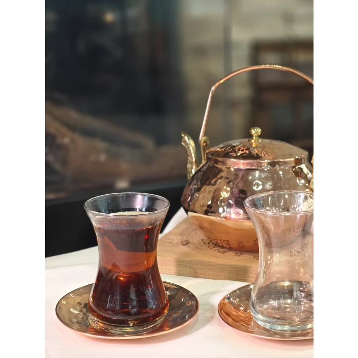 BAKIR ÇAY TABAĞI ÇEKİÇ DÖVME MODEL PARLAK BAKIR RENK