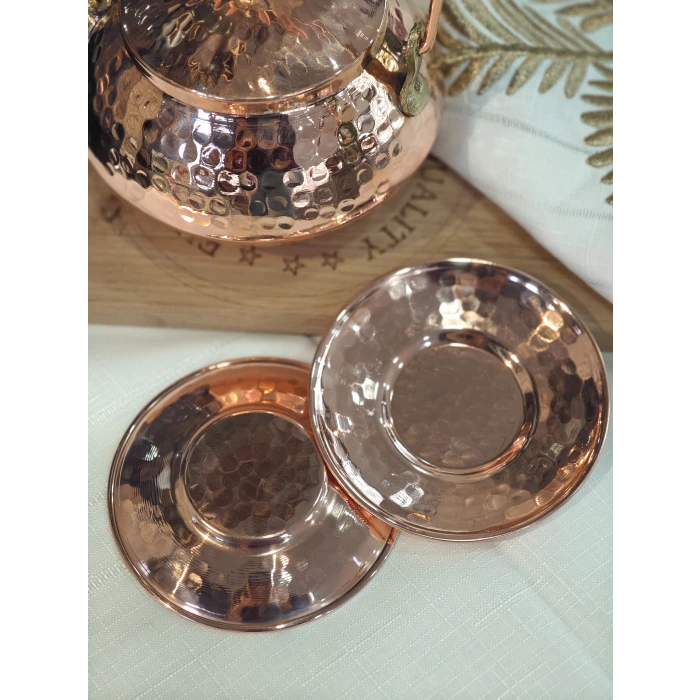 BAKIR ÇAY TABAĞI ÇEKİÇ DÖVME MODEL PARLAK BAKIR RENK