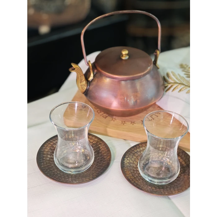 BAKIR ÇAY TABAĞI ÇEKİÇ DÖVME MODEL OKSİT RENK