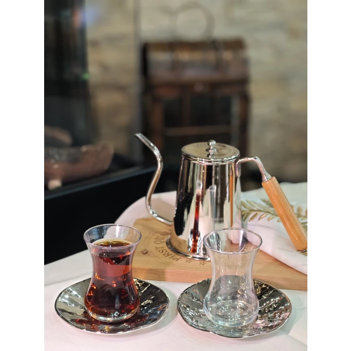 BAKIR ÇAY TABAĞI DALGALI MODEL BÜYÜK BOY GÜMÜŞ RENK