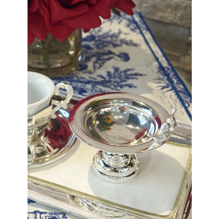 GÜMÜŞ KAPLAMA LOKUMLUK BOMBELİ MODEL ÇİFT KUŞLU (1 adet)