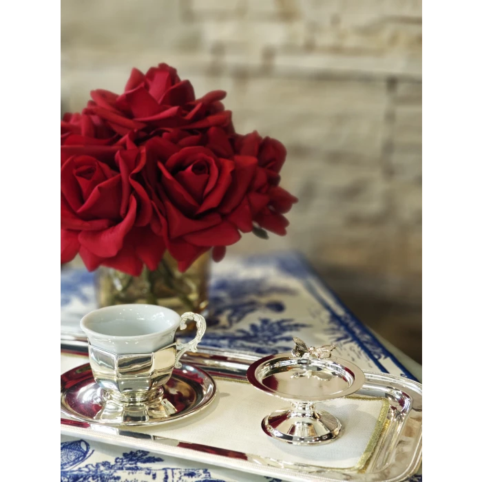 GÜMÜŞ KAPLAMA LOKUMLUK DÜZ FORM KELEBEK DETAYLI 2 ADET