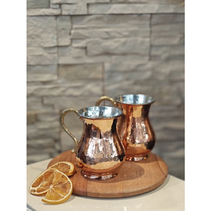 BAKIR AYRAN BARDAĞI DÖVME MODEL BAKIR RENK 2Lİ