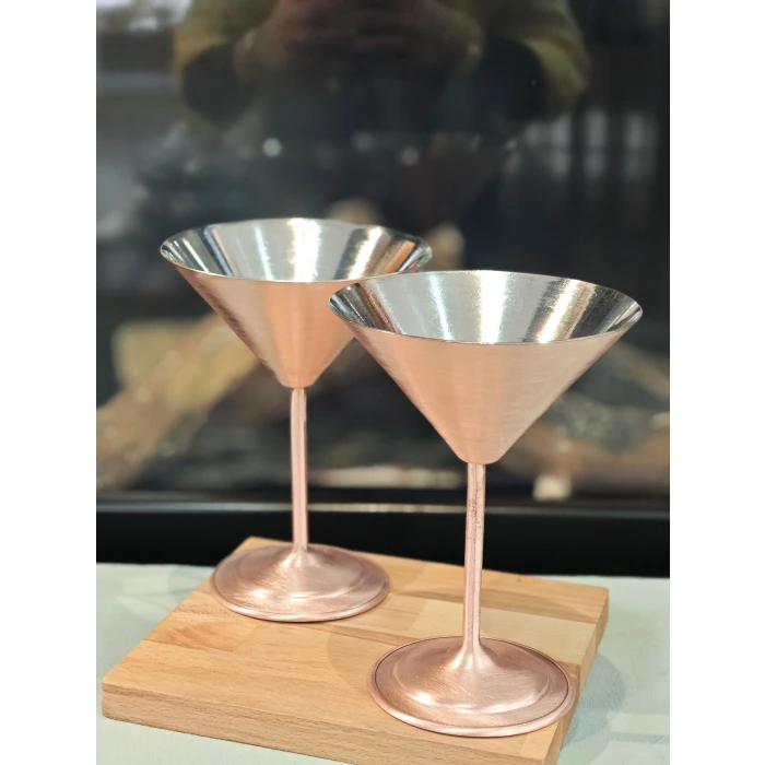 Bakır Kadeh Martini Model Düz Mat Bakır Renk