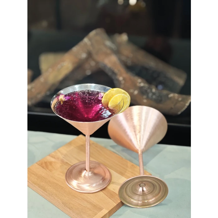 Bakır Kadeh Martini Model Düz Mat Bakır Renk