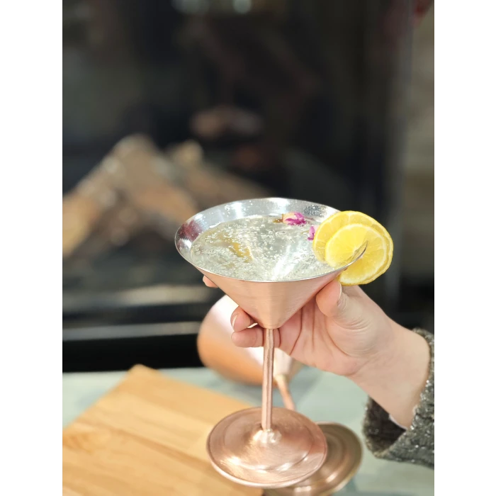 Bakır Kadeh Martini Model Düz Mat Bakır Renk
