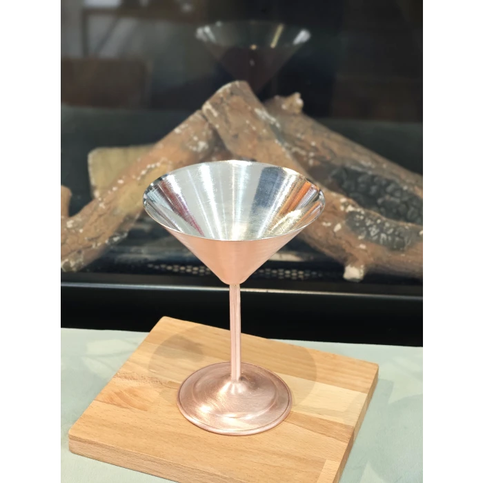 Bakır Kadeh Martini Model Düz Mat Bakır Renk