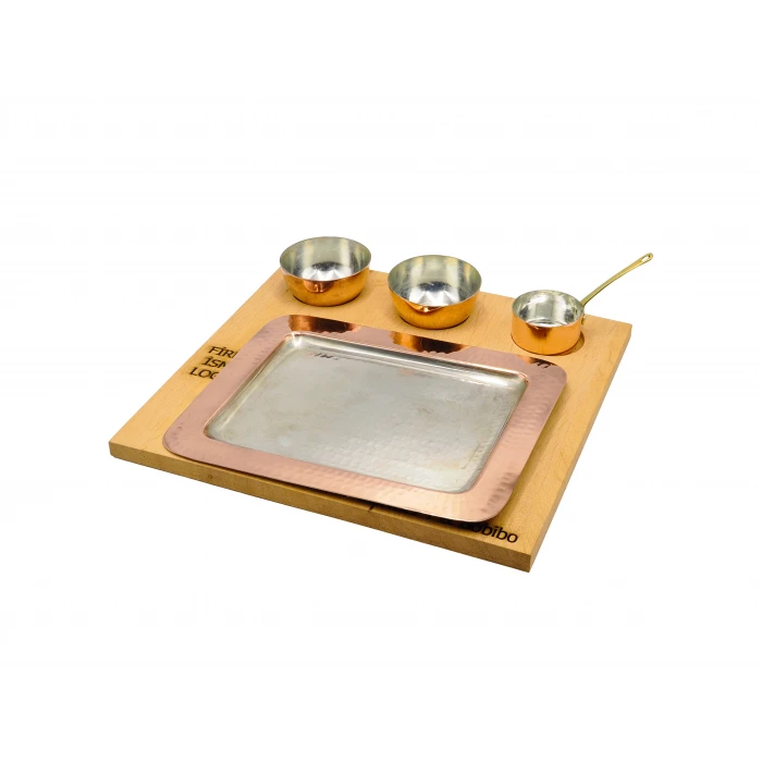 Ahşap Standlı Yemek Sunumu Seti #002