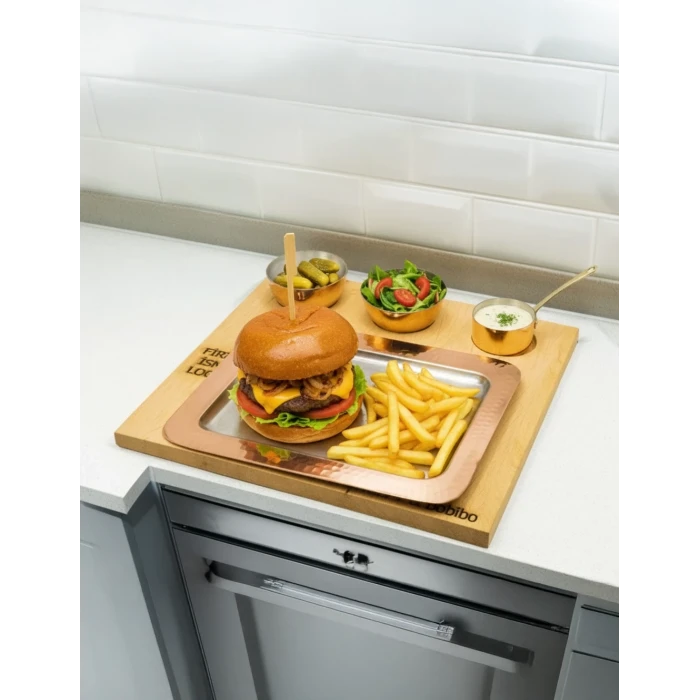 Ahşap Standlı Yemek Sunumu Seti #002