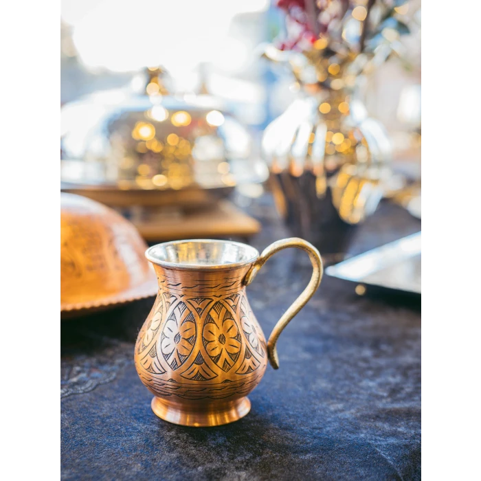 BAKIR AYRAN BARDAĞI İŞLEMELİ MODEL MAT BAKIR RENK (1 ADET)