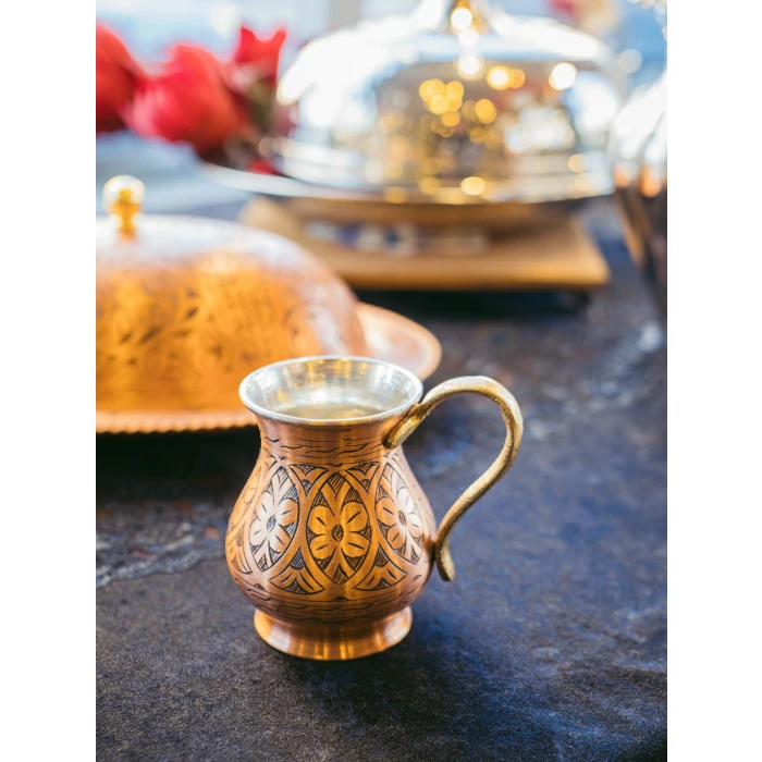 BAKIR AYRAN BARDAĞI İŞLEMELİ MODEL MAT BAKIR RENK (1 ADET)