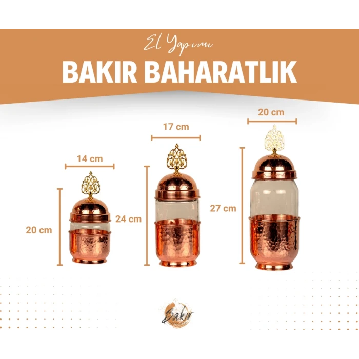 BAKIR BAHARAT TAKIMI CAM KAVANOZLU BAKIR RENK (3LÜ)