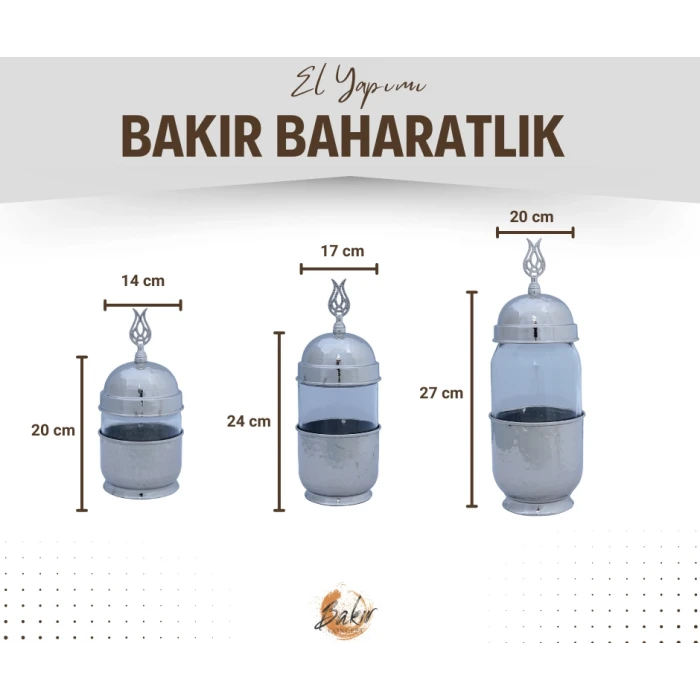 BAKIR BAHARAT TAKIMI CAM KAVANOZLU GÜMÜŞ RENK (3LÜ)