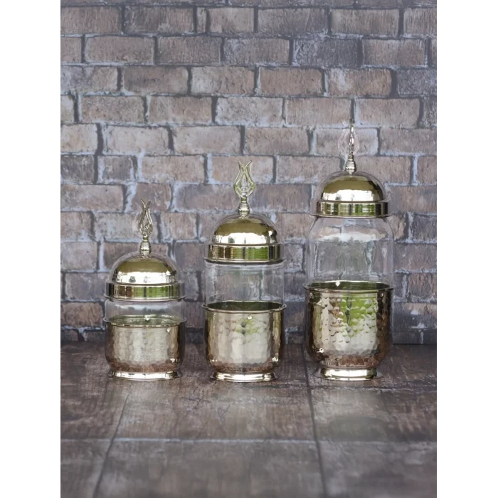 BAKIR BAHARAT TAKIMI CAM KAVANOZLU GÜMÜŞ RENK (3LÜ)