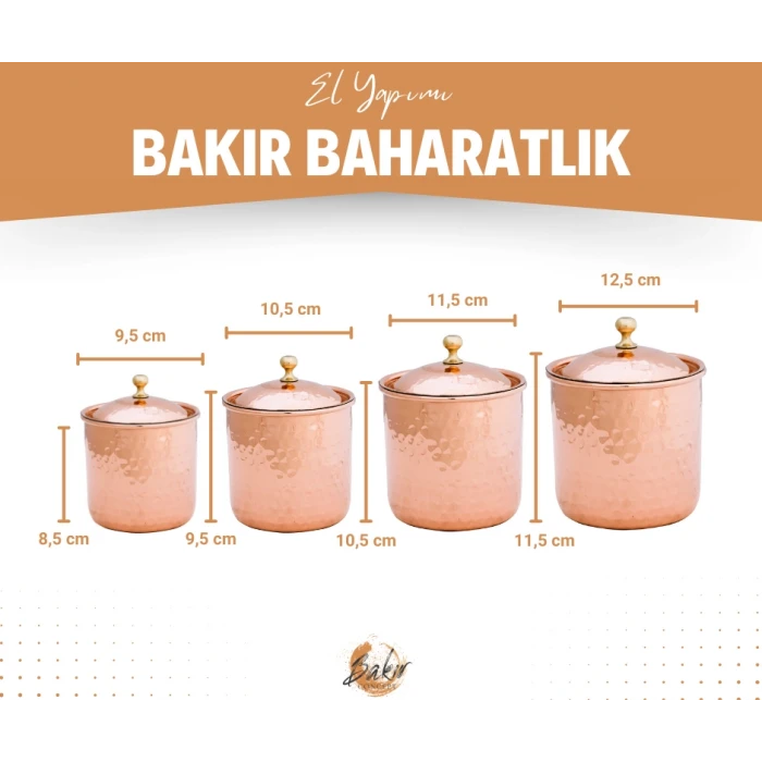 BAKIR BAHARAT TAKIMI ÇEKİÇ DÖVMELİ BAKIR RENK (4LÜ)