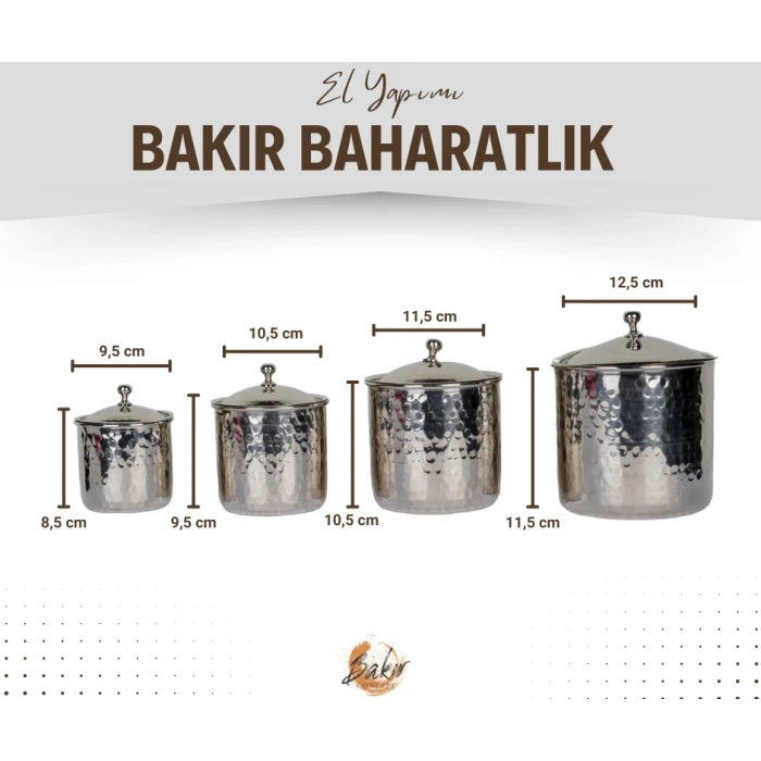 BAKIR BAHARAT TAKIMI ÇEKİÇ DÖVMELİ GÜMÜŞ RENK (4LÜ)