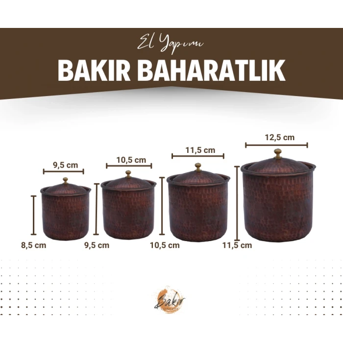 BAKIR BAHARAT TAKIMI ÇEKİÇ DÖVMELİ OKSİTLİ RENK (4LÜ)