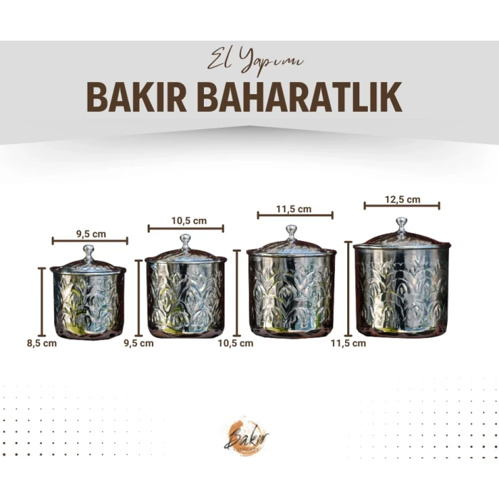 BAKIR BAHARAT TAKIMI DESEN KAKMALI MODEL GÜMÜŞ RENK (4LÜ)