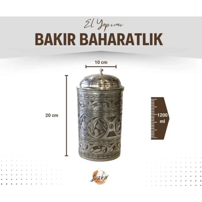 BAKIR BAHARATLIK NAKIŞ İŞLEME UZUN GÜMÜŞ RENK