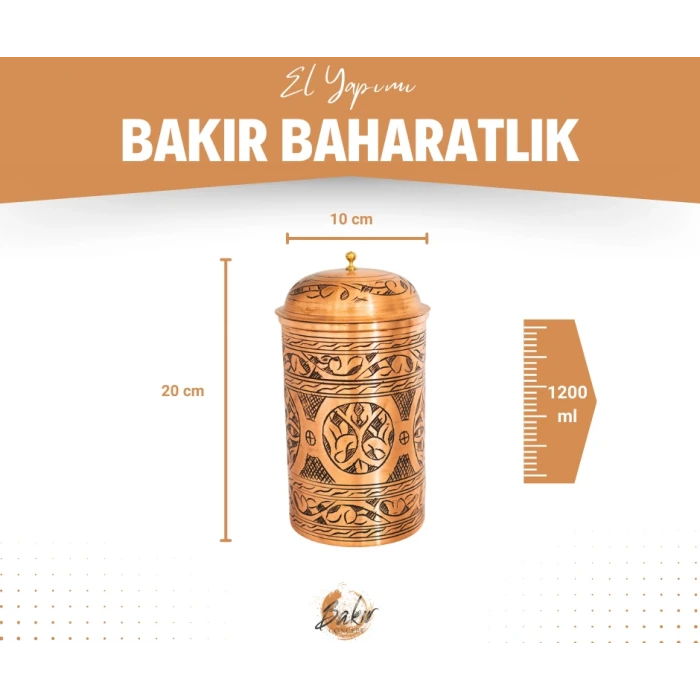 BAKIR BAHARATLIK OYMA NAKIŞ İŞLEME UZUN MODEL MAT BAKIR RENK TEK ADET