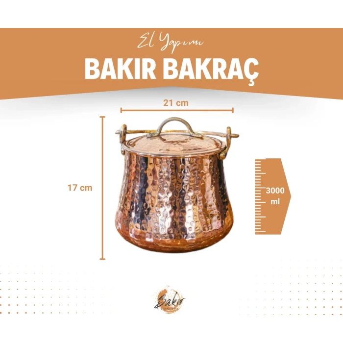 BAKIR BAKRAÇ ÇEKİÇ DÖVME MODEL PARLAK BAKIR RENK 3 LT