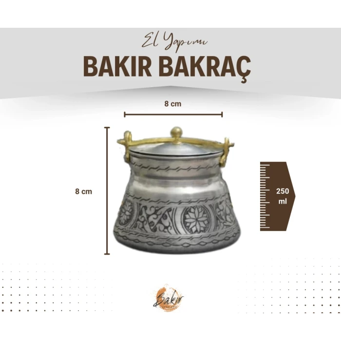 BAKIR BAKRAÇ OYMA NAKIŞLI 250ML (İÇ-DIŞ KALAYLI)