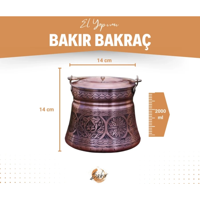 BAKIR BAKRAÇ OYMA NAKIŞLI 2LT MAT BAKIR RENK