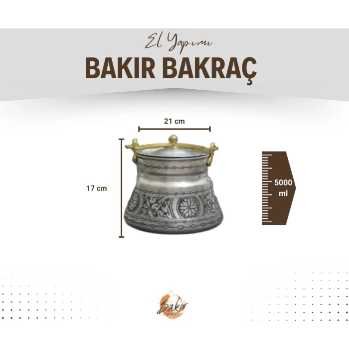 BAKIR BAKRAÇ OYMA NAKIŞLI 5LT (İÇ-DIŞ KALAYLI)