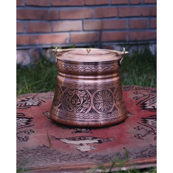 BAKIR BAKRAÇ OYMA NAKIŞLI 7LT MAT BAKIR RENK