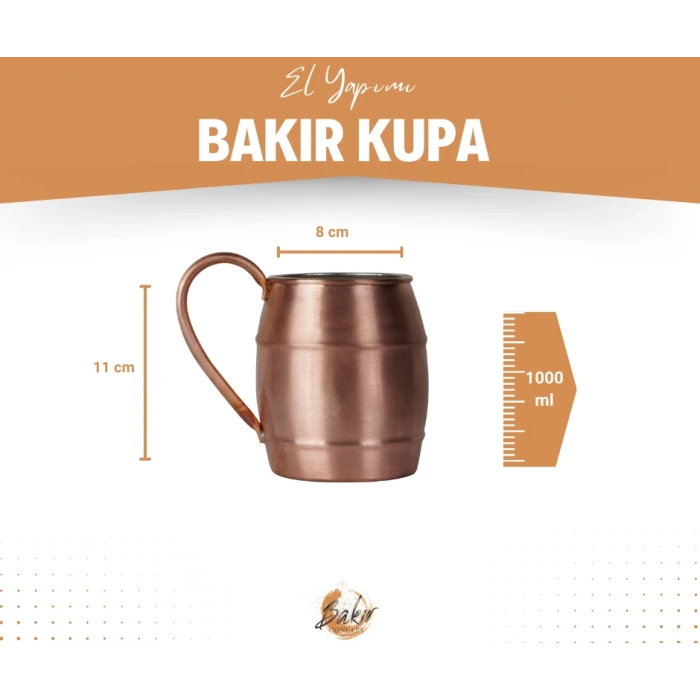 BAKIR BARDAK FIÇI MODEL 2Lİ MAT BAKIR RENK